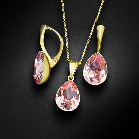Серебряный комплект "Kristāla Lāse (Light Rose)" с кристаллами Preciosa™